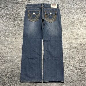 True Religion Billy Jeans Mens 36x32 Blue Denim Y2K Bootcut Baggy Hip-Hop